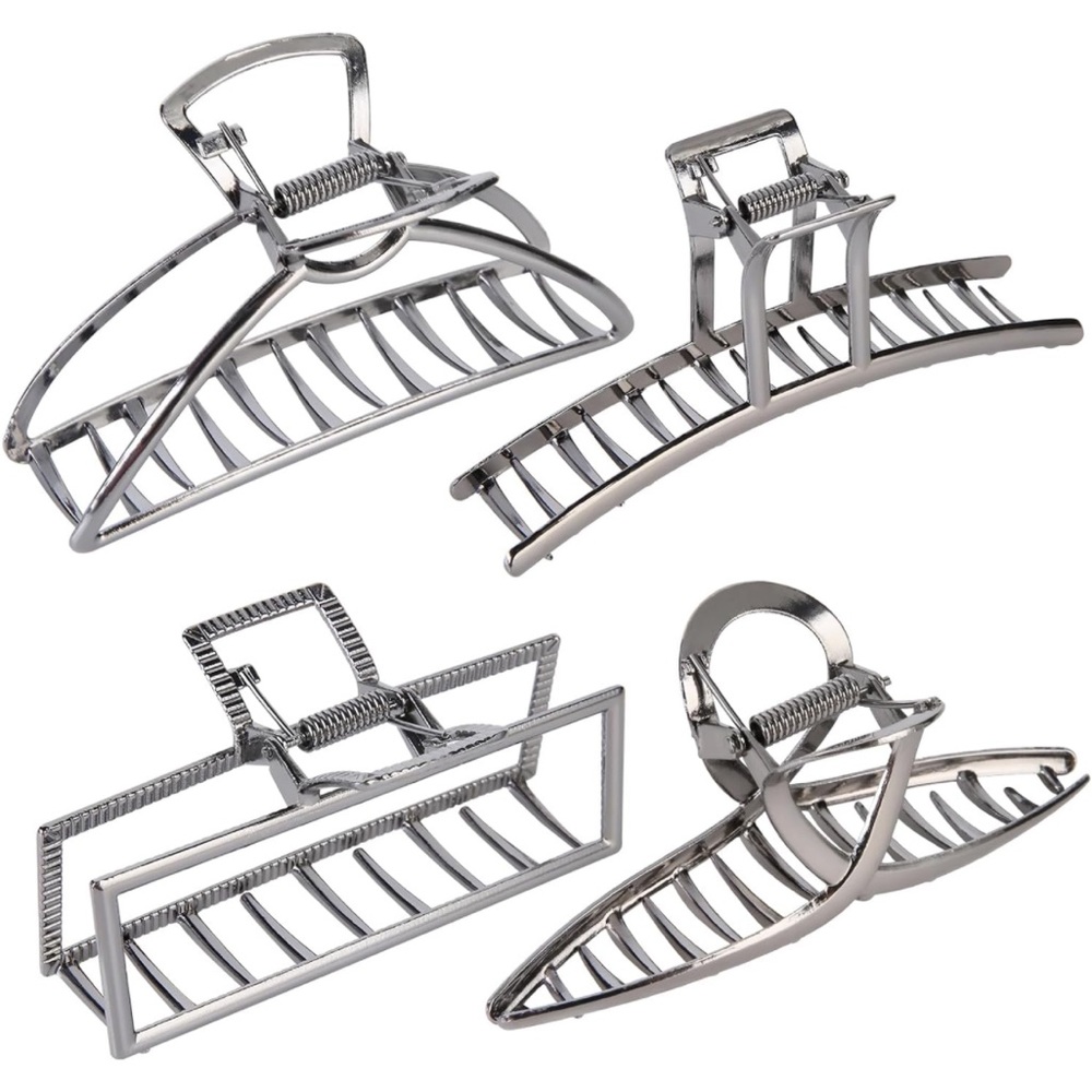 4pcs Big Metal Hair Claw Barrette Clamp Jaw for Women